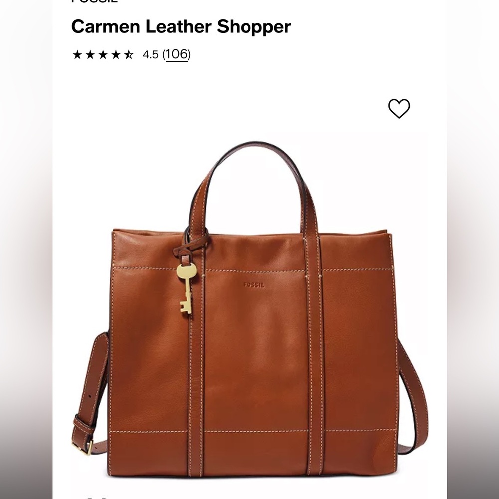 BLACK Fossil Carmen Shopper Leather Purse